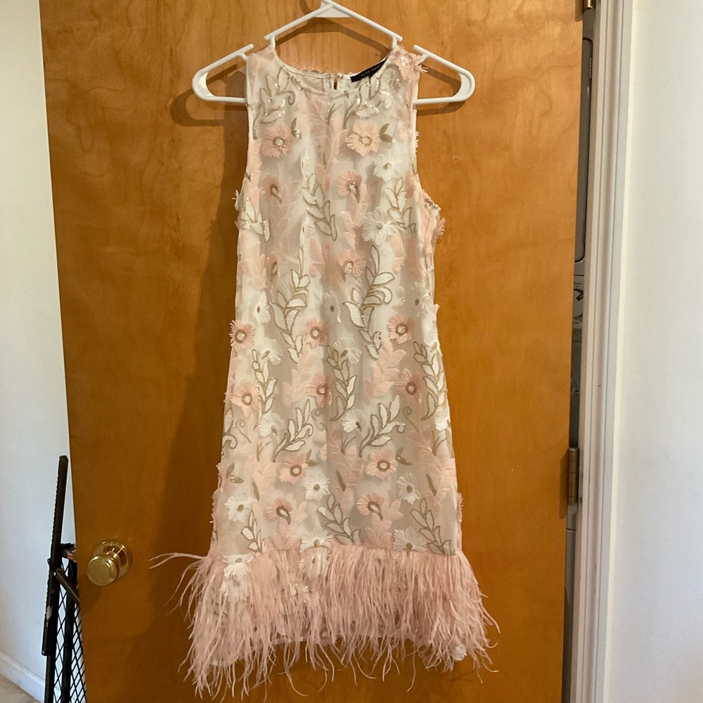 Alex Marie White and Pink Embroidered Fringe Dress